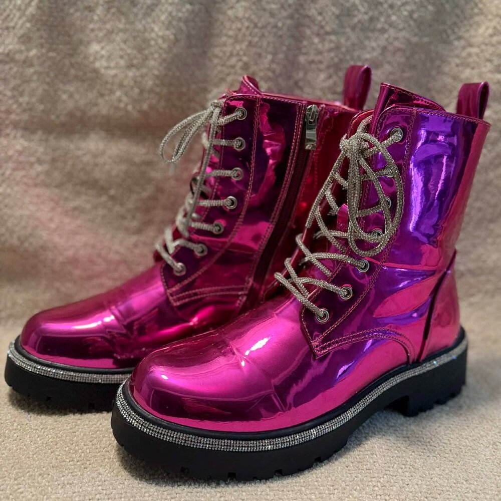 Steampunk pink metallic boots